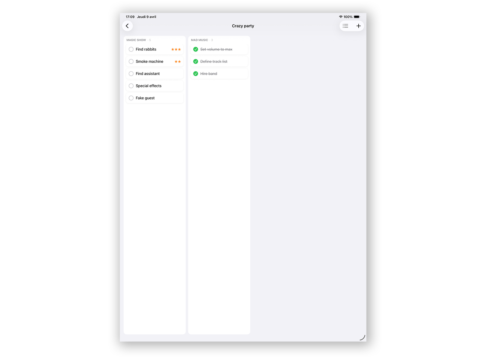 Kanban view — iPad