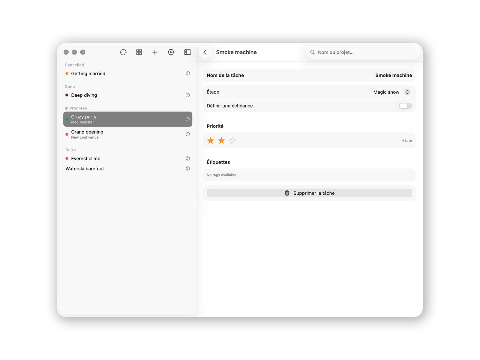 Task detail — macOS